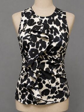 Ann Taylor Ruched Ruffled Shirt Top